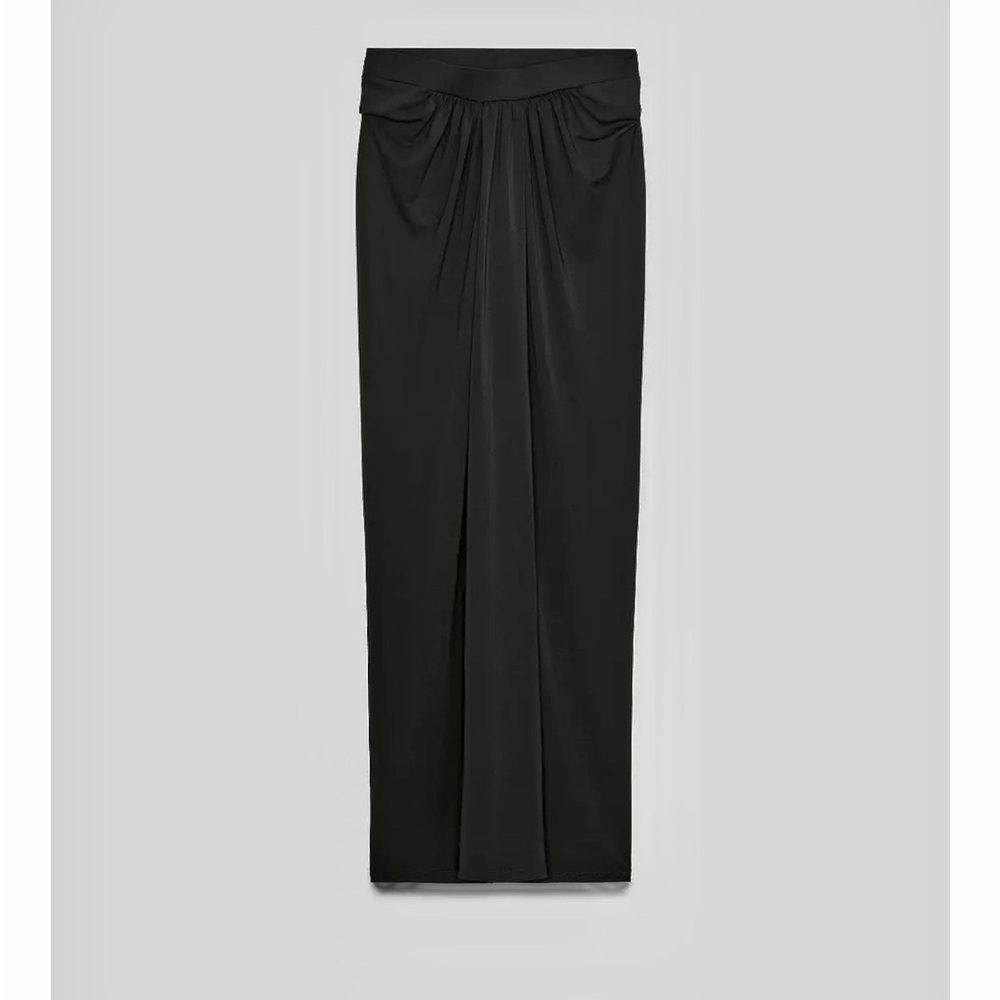 Zara NWT black ruched gathered maxi skirt